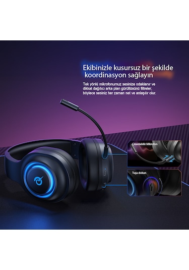 Heroad V200 Rgb 7.1 Kablosuz Gaming Oyuncu Kulaklığı 3 Modlu Bt, 2.4ghz, Type-c Pc - Ps5 - Xbox