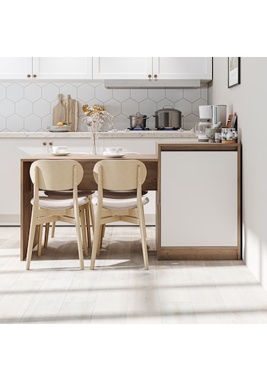 Milano Bar Masası Dolaplı Yüksek Mutfak Yemek Masası , Ada