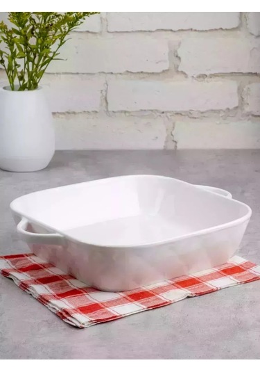 Lenardi 21 Cm Saplı Kare Fırın Kabı 313922119 Beyaz