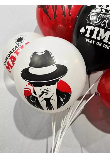 Riota Gangster Parti İçin Balon Seti 15 Adet 244024849 BEYAZ