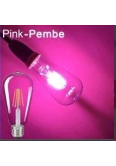 4 W Pembe Işık 4 Flamanlı Rustik E27 Duy Led Ampül Renkli 1 Adet