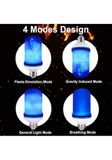 Xindoker E27 Led Alev Işık Lambası - Dinamik Yangın Simülasyonu, Gravite Aktifli, Mavi Renk, Dekoratif Ve Enerji Tasarruflu Işık Kaynağı