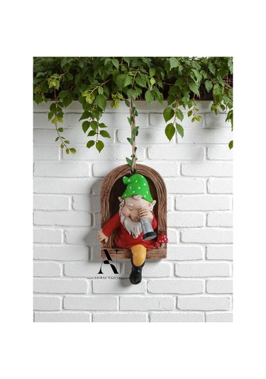 Adet Dekoratif Duvar Ve Bahçe Süsü Dürbünlü Cüce Yeşil Şapka