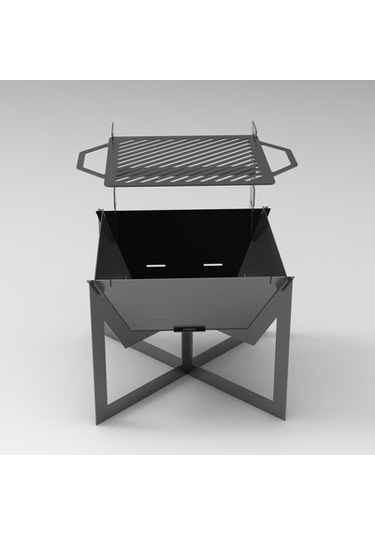 Portatif Ateş Çukuru Kademeli Izgaralı Ve Ayaklı Bahçeniz İçin De Siyah