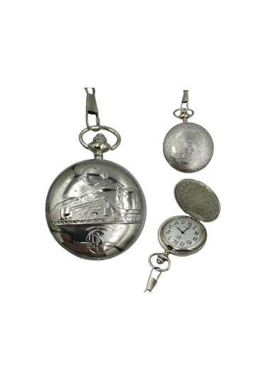 Profisher R0003TCDDS TCDD Tren Kabartmalı 46 MM Klasik Kuvars Köstekli Cep Saati