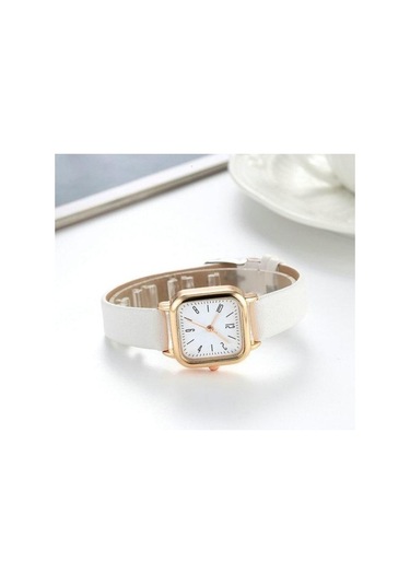 Bosphorusboutique02 Yeşil Kadın Saat, Kare Kadran, Ayarlanabilir Suni Deri Kayış, Zarif Minimalist, Hediye Moda Takı, Günlük Kullanım, Yüksek Doğruluk Metal Elbise Bilek Saati Çok Renkli