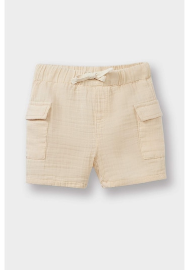 Defacto Erkek Bebek Beli Lastikli Müslin Şort F0367a525smer42 Ekru