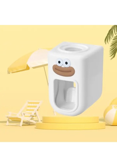 Elmpaly Beyaz 1 2 Parça Duvara Monte Otomatik Diş Macunu Sıkma Aparatı Lazy Temassız Deliksiz Günlük Kurulum 1