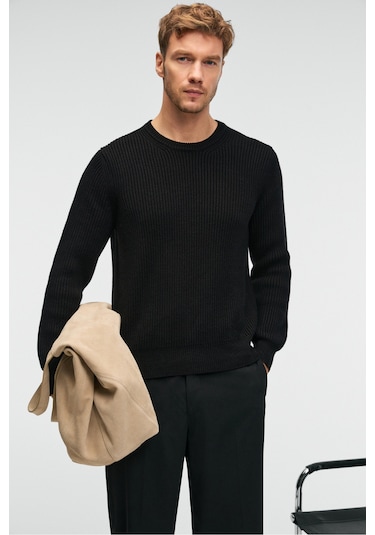 CABLIN Erkek Yuvarlak Yaka Regular Fit Triko Siyah Kazak