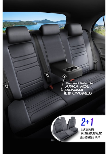 Füme - Füme Panda Rodos Serisi Deri Ortopedik Oto Koltuk Kılıfı - Tam Set