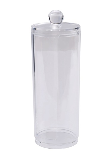 Leasetake Yüz Makyajı Kabı Pamuk Pedleri Yuvarlak Kapaklı Dağıtıcı Şeffaf Akrilik Dağıtıcı Pamuk Şeffaf