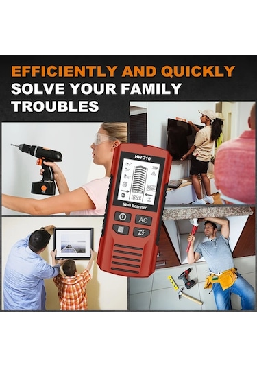 Honeybeeshop El Tipi Duvar Dedektörü Kırmızı Saplama Sütun Braketi Metre Dijital Dedektör Ahşap Tarayıcı