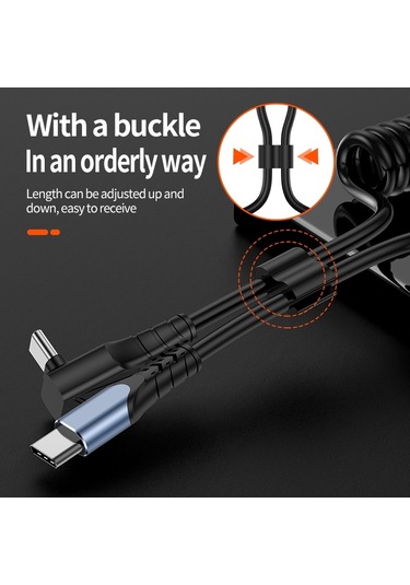 İos Uyumlu 15 Serisi 1.5m Type-c-typeTpu Kablo Ölçeklenebilir Yay Dirsek Pd Pd 60w 480mbps Şarjı Ve Veri Kablosu