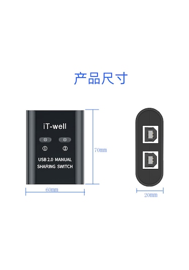 Yaozixa Beyaz 2 Portlu Usb Kvm Switch - 1 Giriş 2 Çıkış, Usb A Ve 2 Usb Kare Port, Basit Kullanım, Dayanıklı Malzeme İle Yazıcı Ve Cihaz Paylaşımı