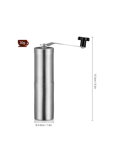 Hombey 304 Paslanmaz Çelik El Cranklı Kahve Değirmeni, Seramik Burr, Ayarlandırabilir, 30g, Gümüş - Ev & Seyahat İçin