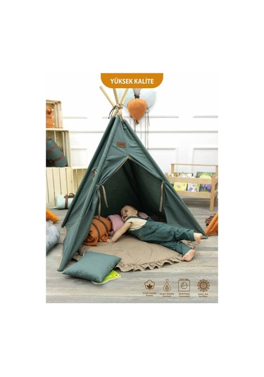 Mordesign Bebek/çocuk Oyun Halısı, Yenidoğan Emekleme Pedi, Aktivite Matı, Çok Amaçlı Minder, Kampçı Serisi 110 X 110 Acı Kahve