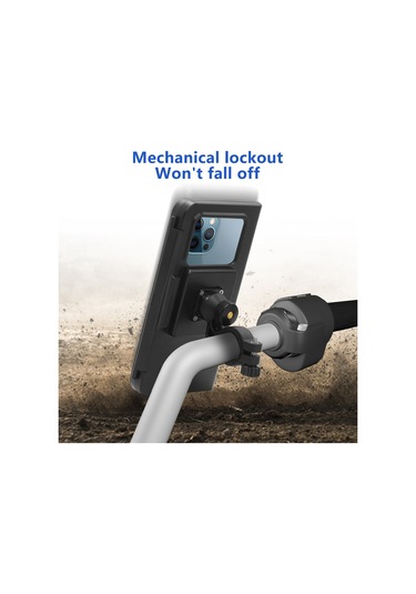 Su Geçirmez Motosiklet Telefon Tutucu 4.7-7.0 İnç Telefon Hassas Pet Dokunmatik Ekran 360 Ayarlanabilir Dönüş 2.05cm-3.0cm Gidon Siyah