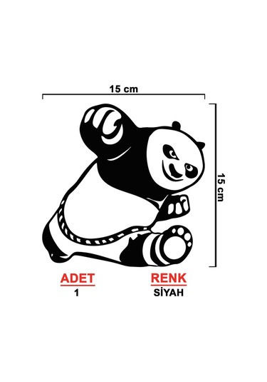 Kung Fu Panda Sticker - Araba Sticker - 15cmx15cm - Siyah