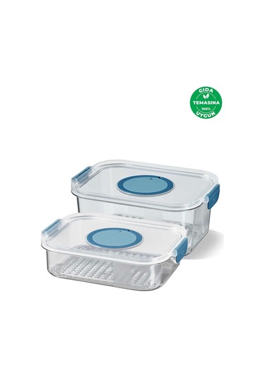 Seoul Buzdolabı Ürün Saklama Kabı 2'li Set 1200-2000 Ml. Çok Renkli