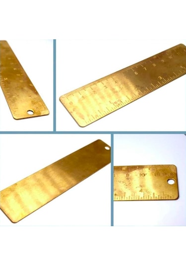 Omeniv Vintage Pirinç Enli Cetvel Masaüstü Objesi