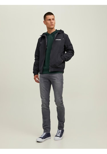 Jack & Jones JJERUSH HOOD Erkek  Siyah Yağmurluk