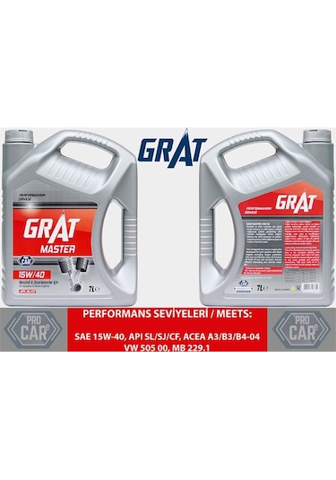 GRAT 615407 MOTOR YAĞI 7 LITRE 15W40 API SL CF