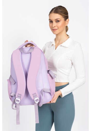 Modern Ve Fonksiyonel Tasarım Çok Gözlü, Şık Okul Sırt Çantası - Mor Mor