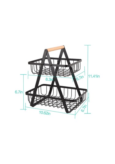 Wezone Beyaz Çift Katlı Katlanabilir Demir Sepet - Mutfak Organizer, Meyve Depolama Ve Ev Gereçleri Konteyneri Kc-sgl861 Beyaz