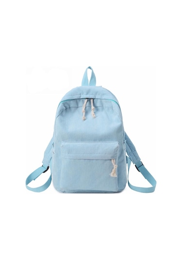 Günlük Kız Yumuşak Kadife Saf Renk Sırt Çantası Genç Büyük Kapasiteli Okul Çantası Beige Bej