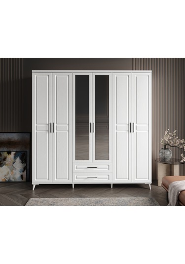 Gözde 6 Kapaklı Komple Mdf Beyaz Yatak Odası