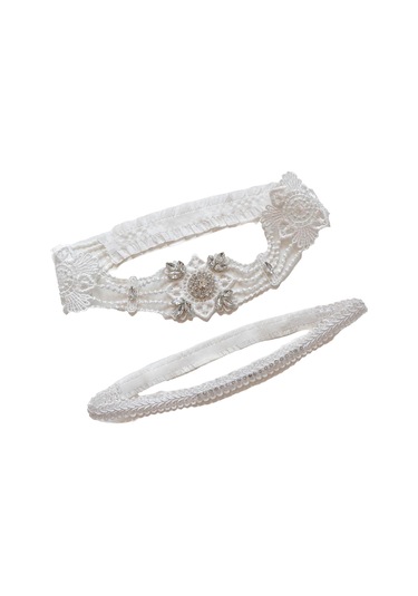 Suntek Parti Sahne Kadınlar Için Rhinestones Ile 2 Adet 42-50cm Beyaz