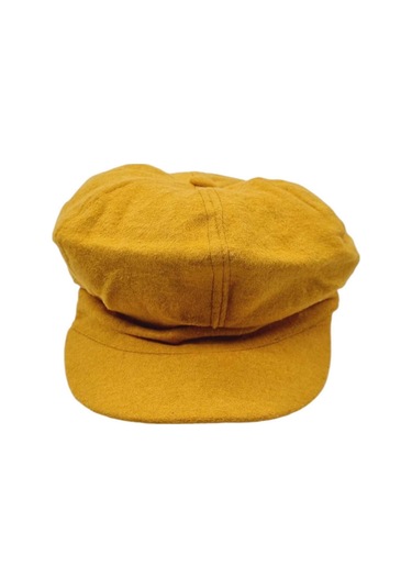 Uniquetrenders Kadın Arkadan Lastikli Kışlık Baretta Şapka Hardal