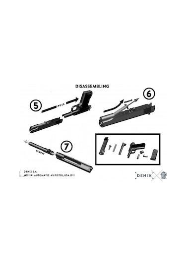 Denix-automatıc .45 Pıstol M1911a1,usa 1911 Wwı & Iı -jdnx8312