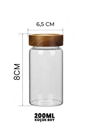 Akasya 6 Adet 200 Ml Cam Baharatlık - Akasya Rengi - Yuvarlak Çok Renkli