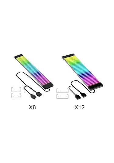 Wezone Anakart Ekran Kartı Işıklı Dekoratif Şerit, 5v 3pın Argb Işık Senkronizasyonu, Silikon Boru, X8/x12 Boyutları