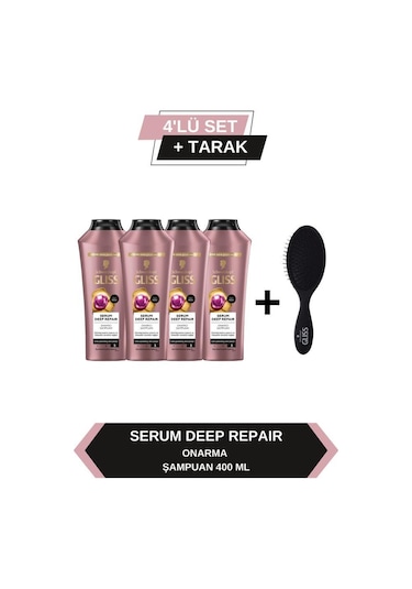 Gliss Serum Deep Repair Onarıcı Şampuan 4 x 400 ML + Tarak