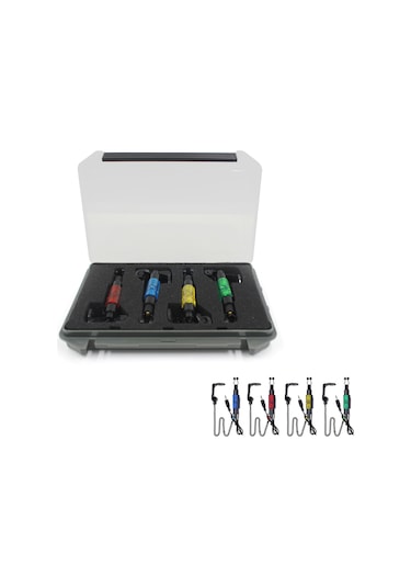 Symbee Balık Tutma Alarmı Seti - 4 Renkli Abajur, Demir+plastik Malzeme, 22cm Zincir Uzunluğu, Taşıma Kutusu