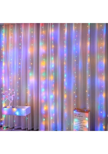 Çok Renkli Perde Çelenk Led Dize Işıklar Festivali Noel Dekorasyon 8 Modu Usb Uzaktan Kumand Peri Işıkları Yatak Led Işık 56813487 Çok Renkli