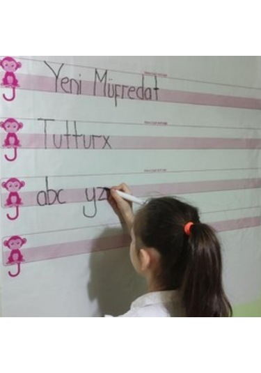 Ollevra Kılavuz Çizgili Akıllı Kağıt Yazı Tahtası Duvarda İz Bırakmaz Statik Yeni Müfredata Uygun 100x56cm Çok Renkli