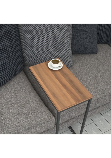 Callen Yan Sehpa & Tekerlekli Servis Sehpası Metal Ceviz