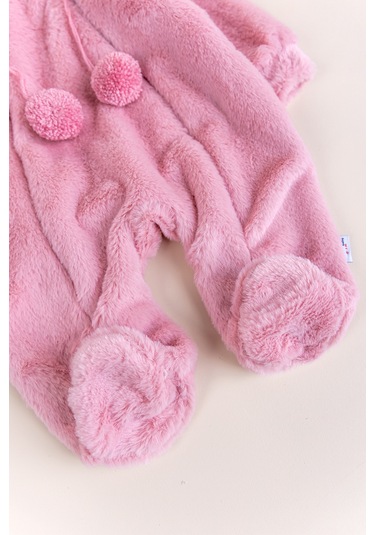 Kışlık Peluş Welsoft Penye Astarlı Pamuklu Kız Erkek Bebek Tulum Gülkurusu
