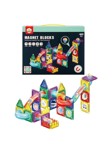 Oyuncak Işıklı Manyetik Bloklar 66 Parça Yapı Seti