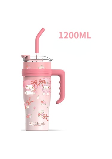 Beautifyy Kuromi Termos Bardağı - 1200ml Çift Amaçlı Soğuk/sıcak İçecek Kabı Pembe Çelik Pembe