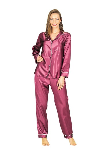 Sistina Bayan Mor Saten Uzun Kollu Pijama Takımı 1613 Mor