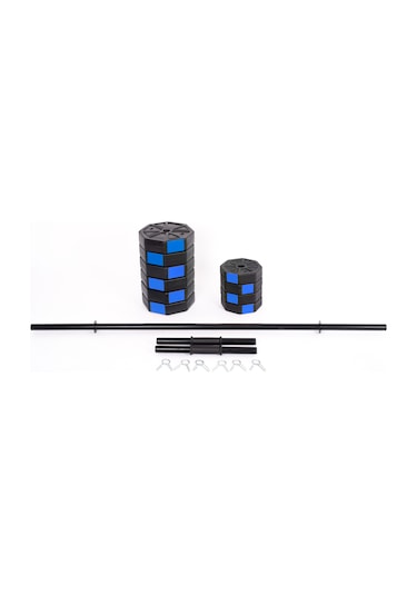 Tan Spor 30 KG Dambıl Halter Ağırlık Fitness Düz Bar Seti Kırmızı Kapaklı 150 CM