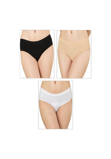 Kadın 3'lü Paket Pamuklu Yüksek Bel Battal Bato Külot Özk 26800-desenli Desenli