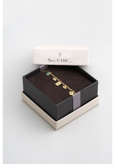 So Chic Bereket Işıltısı 18 Ayar Sarı Altın Kaplama 20 Cm Gümüş Bileklik Sarı