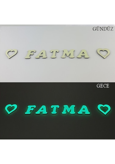 Fosforlu 5 Harf + 2 Yıldız Veya Kalp