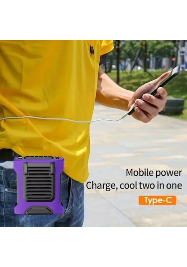 Xuweiwei 8000mah Taşınabilir Bel Fanı Boynu Askılı Gri 3ü 1 Arada Usb Şarj Kemer Ev Ofis İçin 3 Hızlı Soğutma Fanı