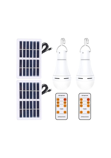 Springsun Güneş Enerjili 7w Led Ampul - 5 Modlu Acil Aydınlatma, Ip65 Su Geçirmez, 1800mah Pil 2'li Paket